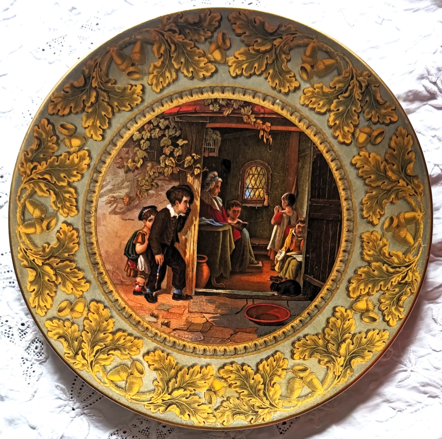 Antique English Victorian Pratt-ware Dessert Plate ~ “The Truant” ~ Ball No. 413 Antique Ceramics 3